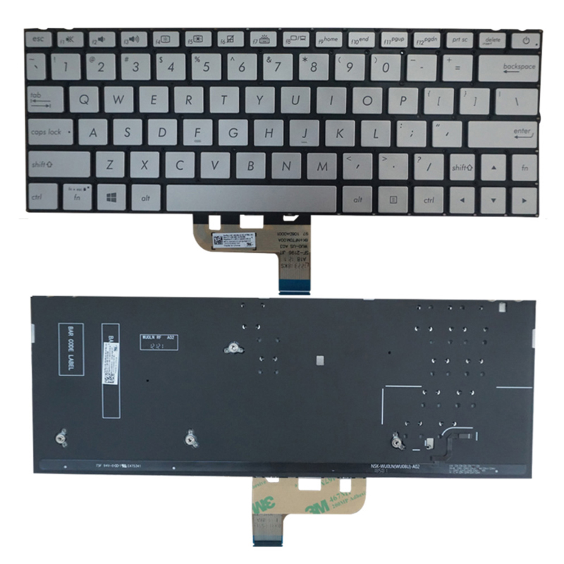 Original New Asus ZenBook UX333F UX333FA-DH51 UX333FAC-XS77 UX333FN Keyboard US Silver Backlit