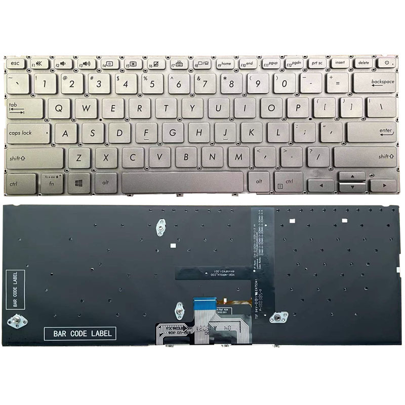 New Asus ZenBook 14 UX433 UX433FA UX433FAC UX433FN UX433FQ Keyboard US Silver With Backlit