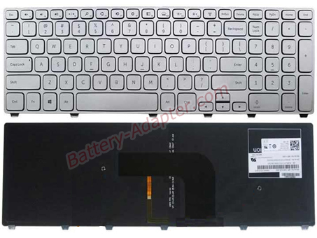 Original New Dell Inspiron 17-7737 Series laptop keyboard with backlit & silver with frame