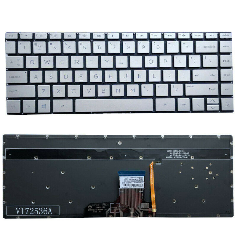 Original New HP Pavilion 13-AN 13-AN0030WM Envy 13-AH 13-AH0051WM 13-AH1025CL Silver Keyboard US Backlit