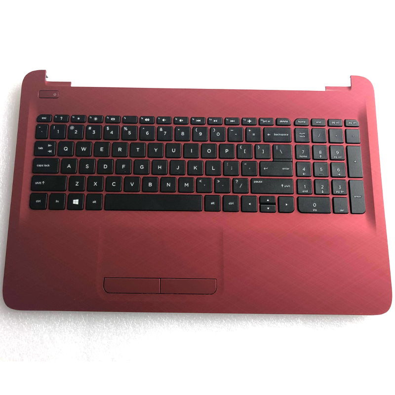 Original New HP 15-AC 15-AC063NR 15-AF Keyboard With Touchpad Palmrest Upper Case Red 813979-001