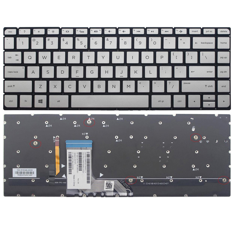 Original New HP Spectre x360 15-AP000 15-AP012DX 15-AP052NR 15T-AP000 Keyboard US Silver With Backlit