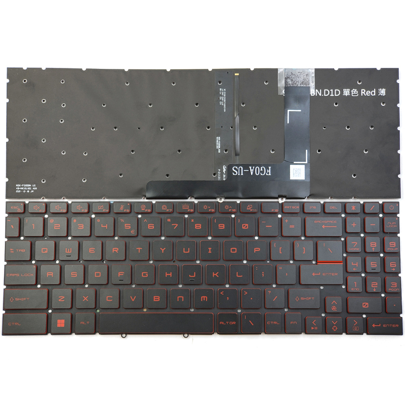 New MSI GF66 11SC 11UC 12UD GL66 11UCK 12UEK Katana GF76 11SC 11UE 12UC 12UD 12UG MS-1581 MS-1582 MS-17L1 Keyboard US Red Backlit