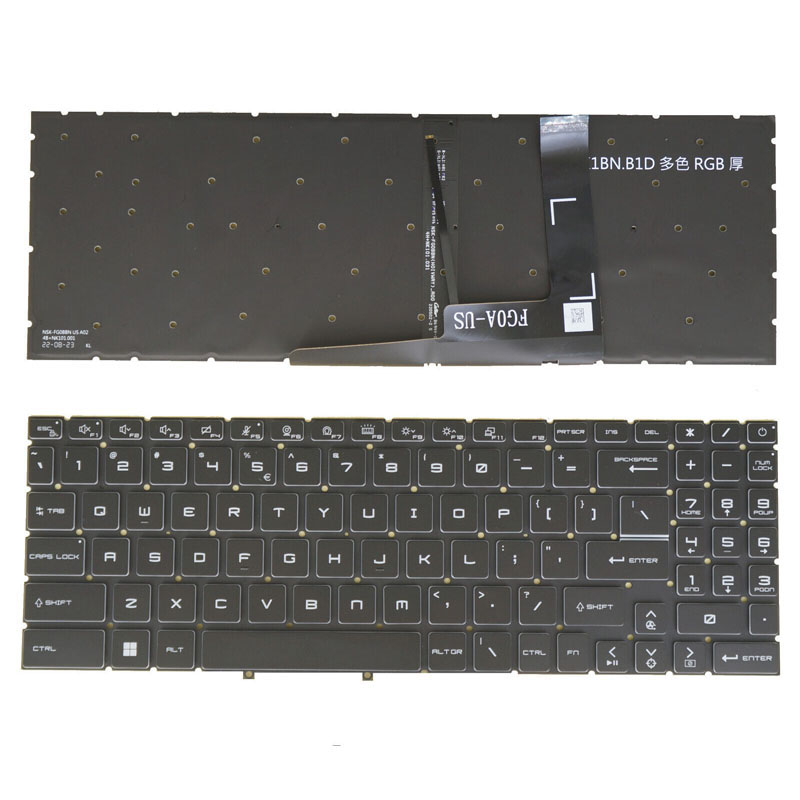 New MSI Katana GF66 12UCK 12UDK 12UEK Pulse GL66 11UCK 12UDK GL76 11UDK Crosshair 15 A11UCK Crosshair 17 A11UCK A11UEK MS-1584 US Keyboard RGB Backlit