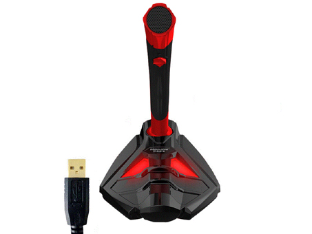 POPU.PINE Desktop USB Microphone Stand for Computer Laptop PC and PS4 Gaming Mic (Red)